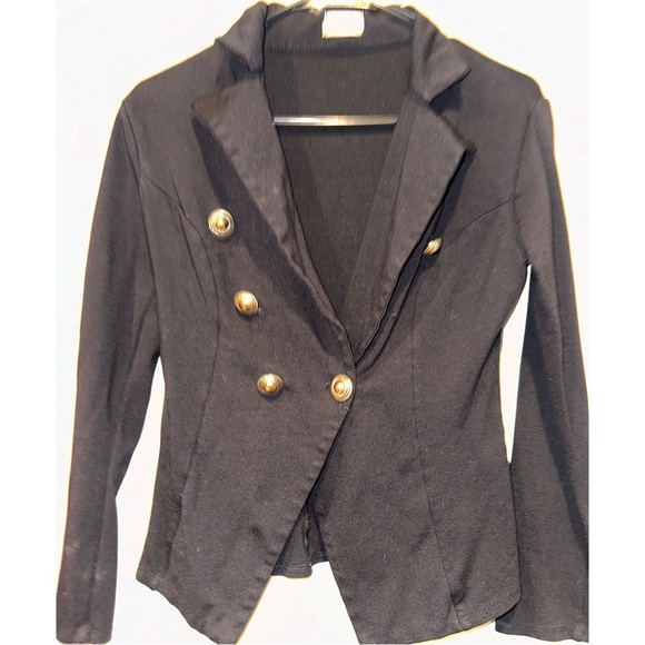 Blue S Black & Gold Buttoned Blazer Jacket - Picture 8 of 14